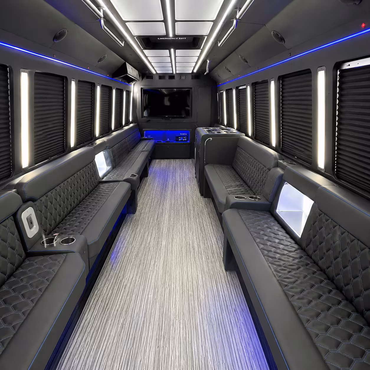 Arlington Bachelor & Bachelorette Transportation party bus interior