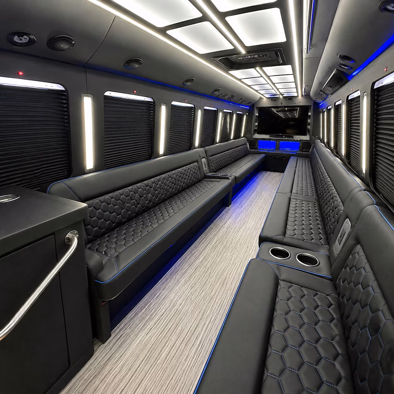 Arlington Birthday, Sweet 16, & Quinceañera Transportation party bus interior