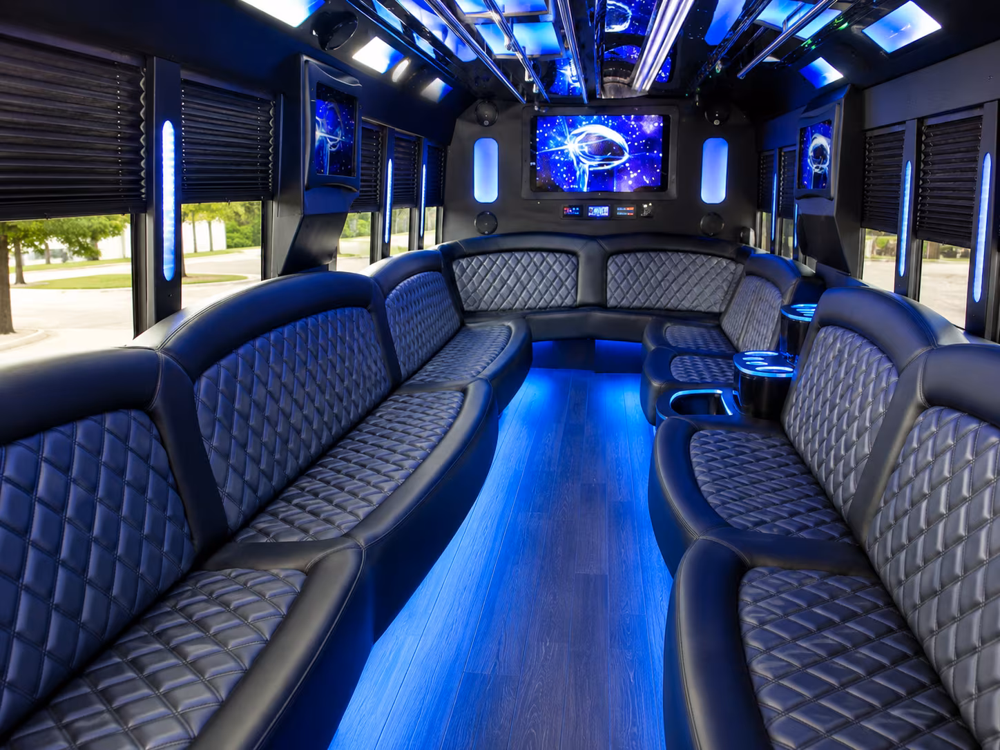 Arlington Birthday, Sweet 16, & Quinceañera Transportation party bus interior