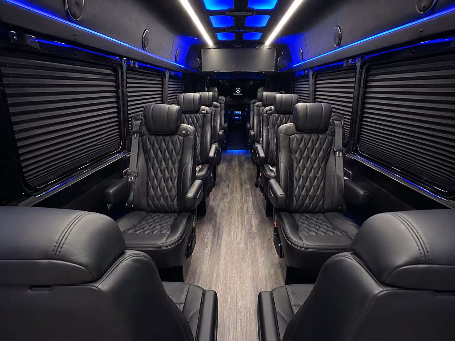 Sprinter van interior with luggage for a route in Arlington