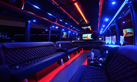 Carrollton 30 Passenger Party Bus Black Interior