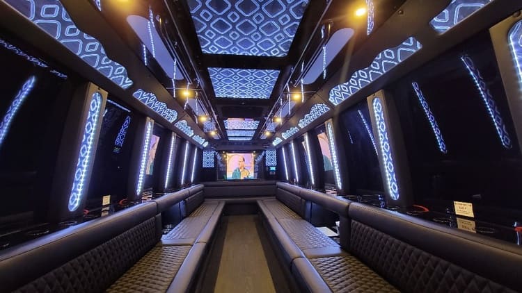 Lewisville 40 Passenger Limo Bus Interior